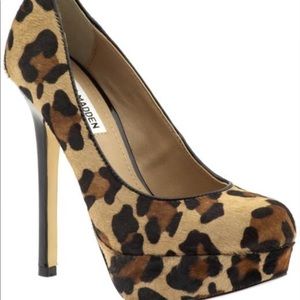 Steve Madden real fur printed leopard pumps